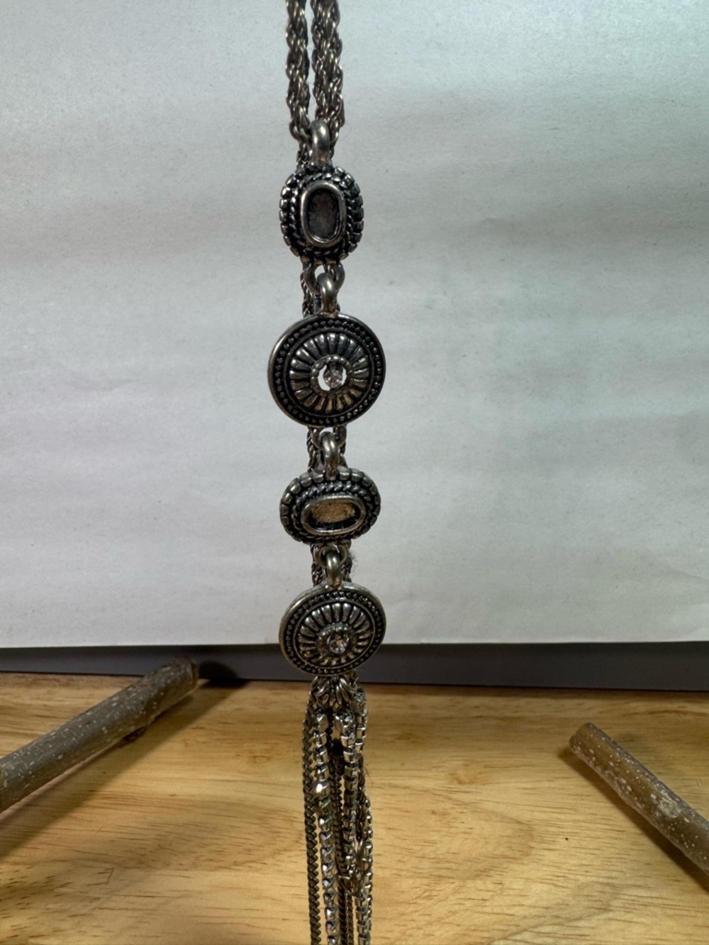 Silver-Tone Tassel Necklace and Concho bracelet set